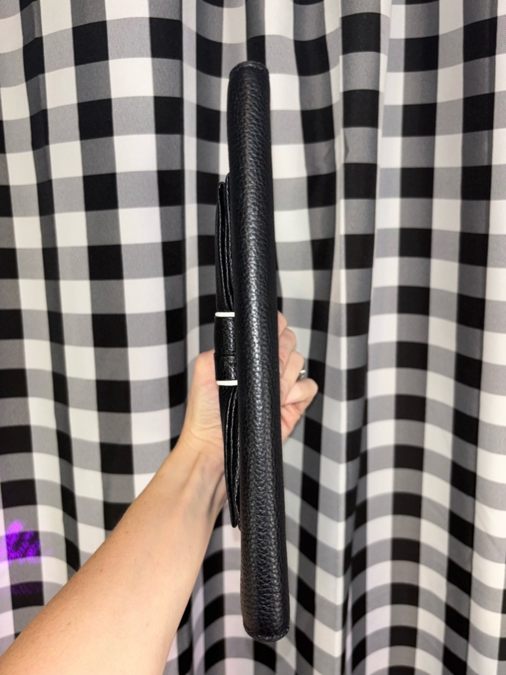 Kate Spade Rosewood Place Milou Black Pebbled Leather Bow Clutch NWOT - Picture 5 of 7